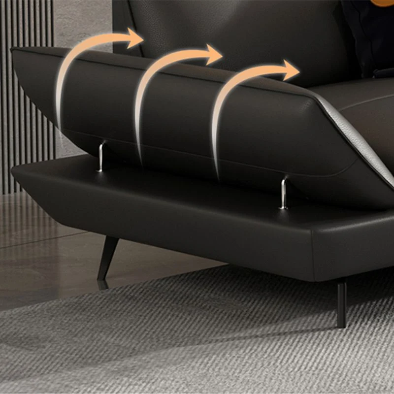Divano con braccioli svasati neri Divano standard contemporaneo per soggiorno Clearhalo
