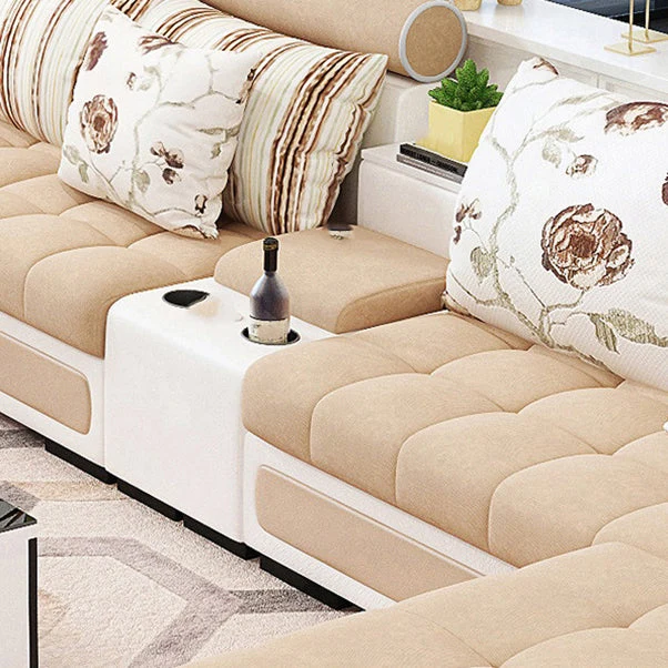 Divano con braccioli Tuxedo e divano tessuto rivestito con chaise longue con contenitore Clearhalo