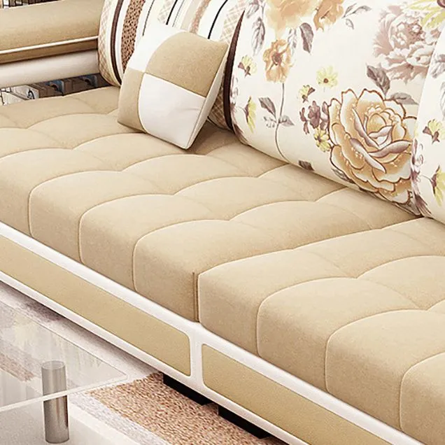 Divano con braccioli Tuxedo e divano tessuto rivestito con chaise longue con contenitore Clearhalo