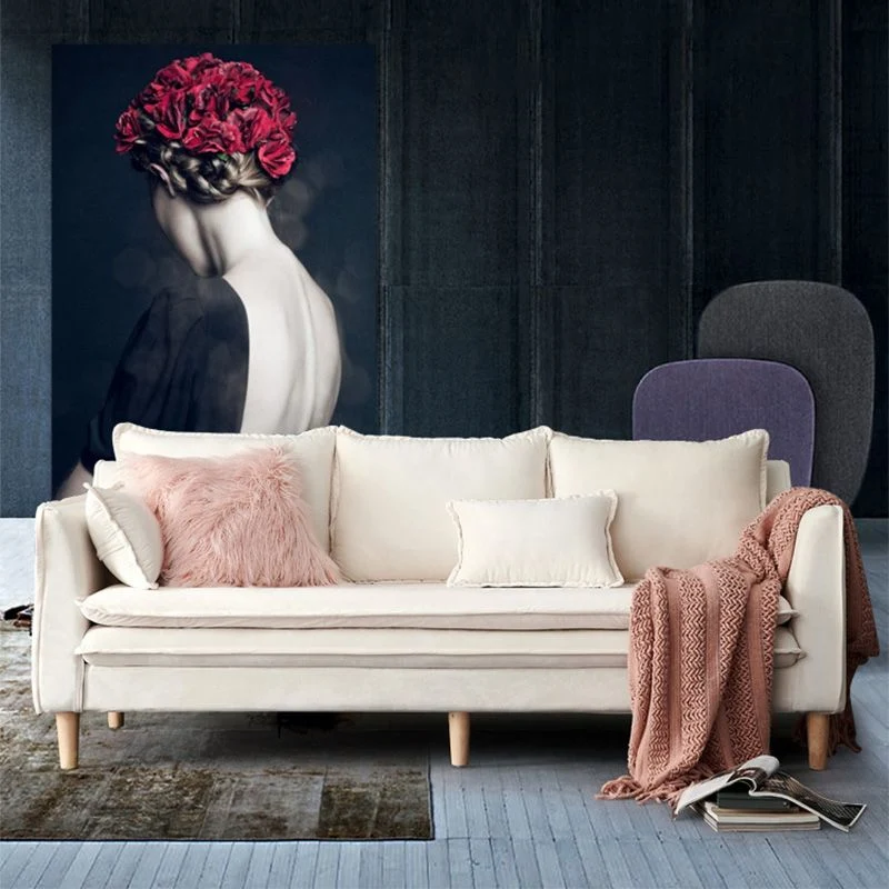 Divano con braccioli Tuxedo moderno misto cotone/ecopelle/velluto Clearhalo