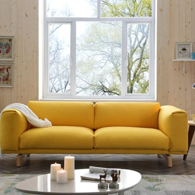 Divano con cuscini quadrati per divano lino largo 35,43 pollici giallo Clearhalo