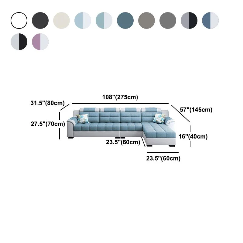 Divano con schienale cucito con pouf incluso e spazio per riporre oggetti per quattro persone Clearhalo