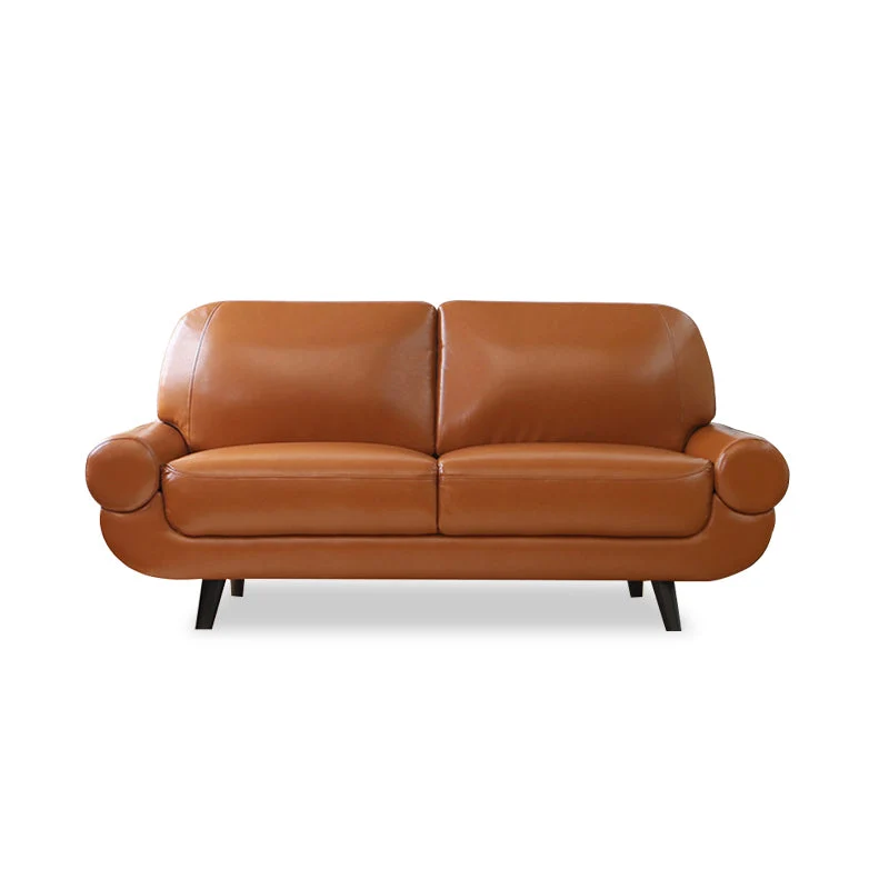 Divano con schienale cucito Divano con braccioli superiori finta pelle modernista Clearhalo