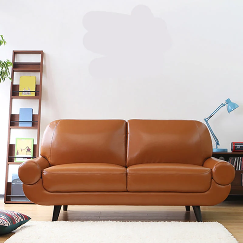 Divano con schienale cucito Divano con braccioli superiori finta pelle modernista Clearhalo