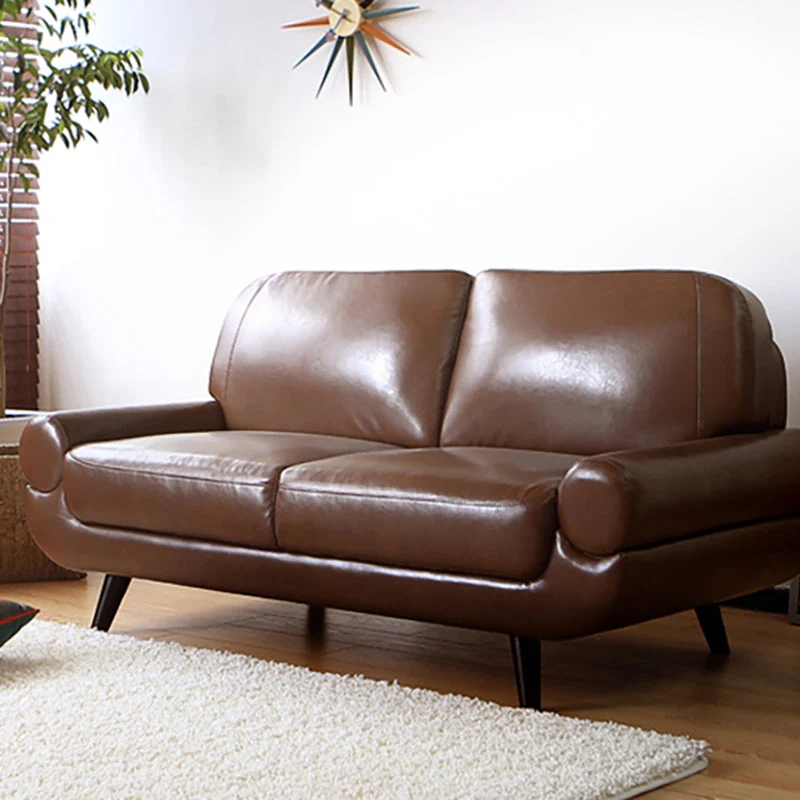 Divano con schienale cucito Divano con braccioli superiori finta pelle modernista Clearhalo