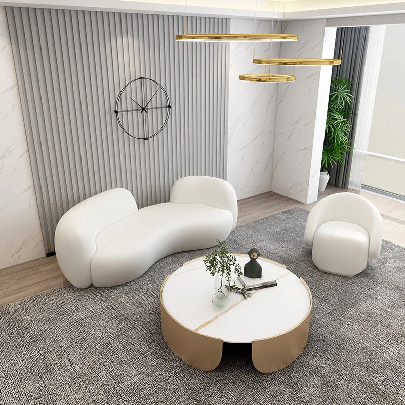 Divano curvo contemporaneo beige per divano alto 28,35 pollici dell'appartamento Clearhalo