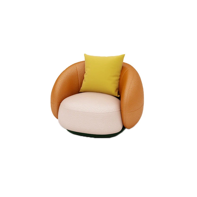 Divano curvo ecopelle arancione Divano moderno senza braccioli per soggiorno Clearhalo