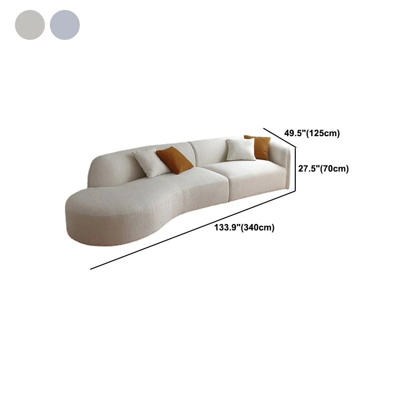 Divano curvo scandinavo con chaise longue Divano 4 posti da 49,21 pollici Clearhalo