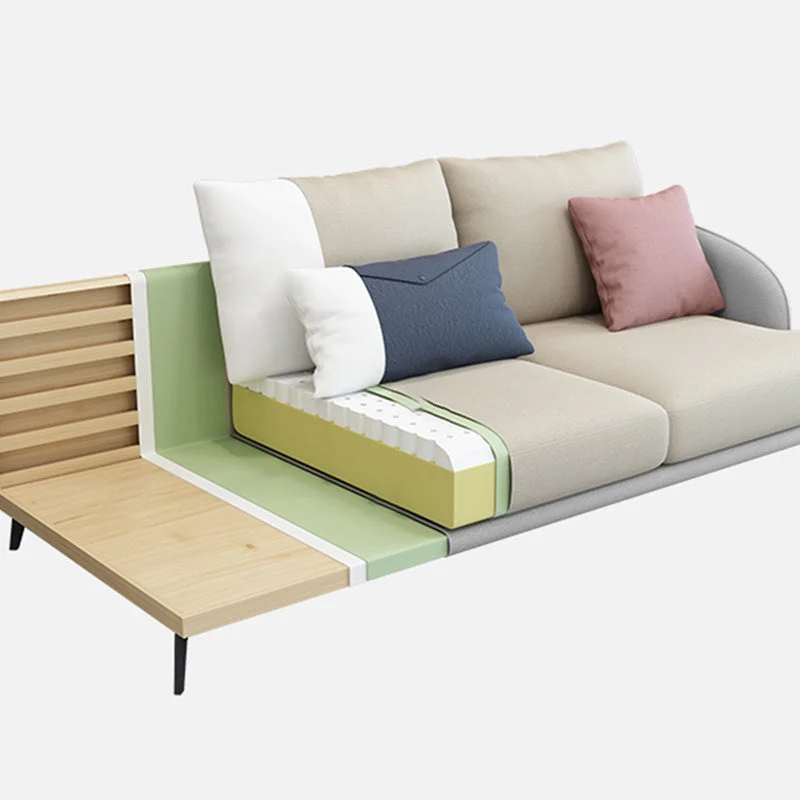 Divano ecopelle da 126"L √ó 67"W e schienale con cuscino per chaise longue con braccioli inclinati Clearhalo