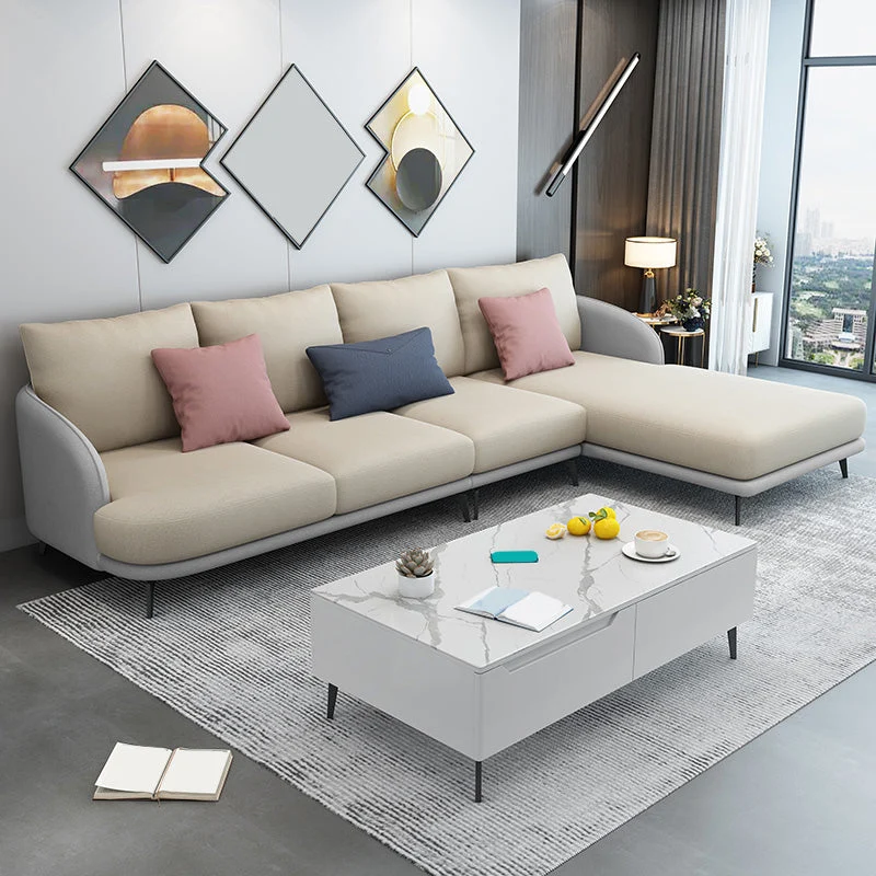 Divano ecopelle da 126"L √ó 67"W e schienale con cuscino per chaise longue con braccioli inclinati Clearhalo
