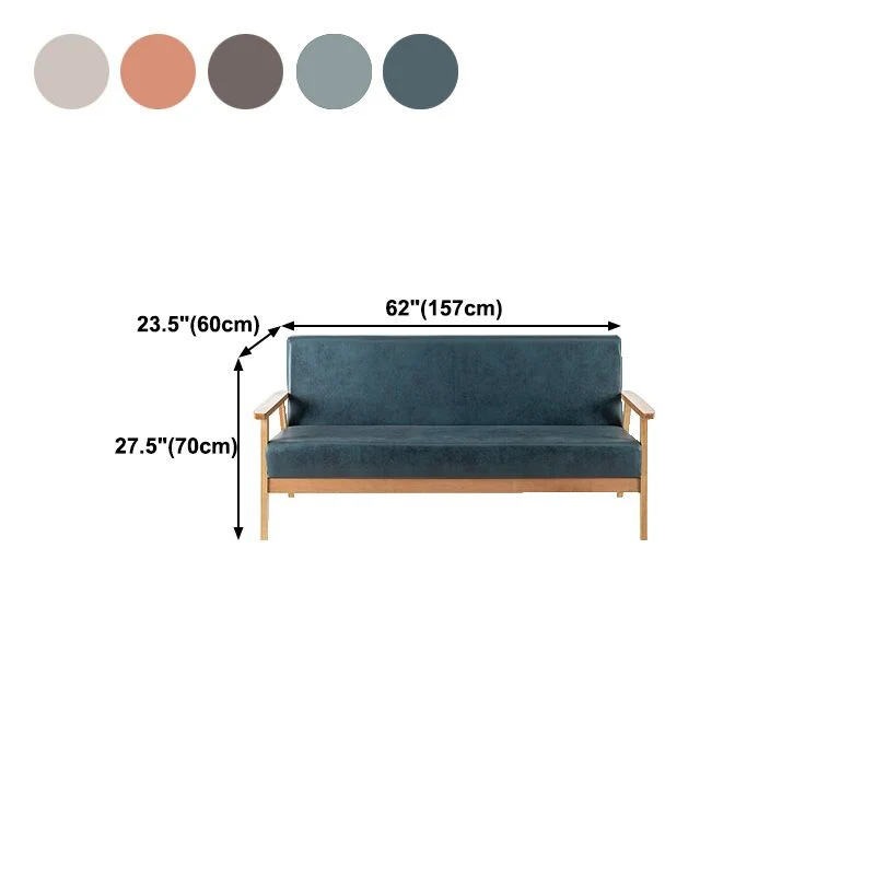 Divano ecopelle 23,62" P x 27,55" H Divano con braccioli quadrati per soggiorno Clearhalo