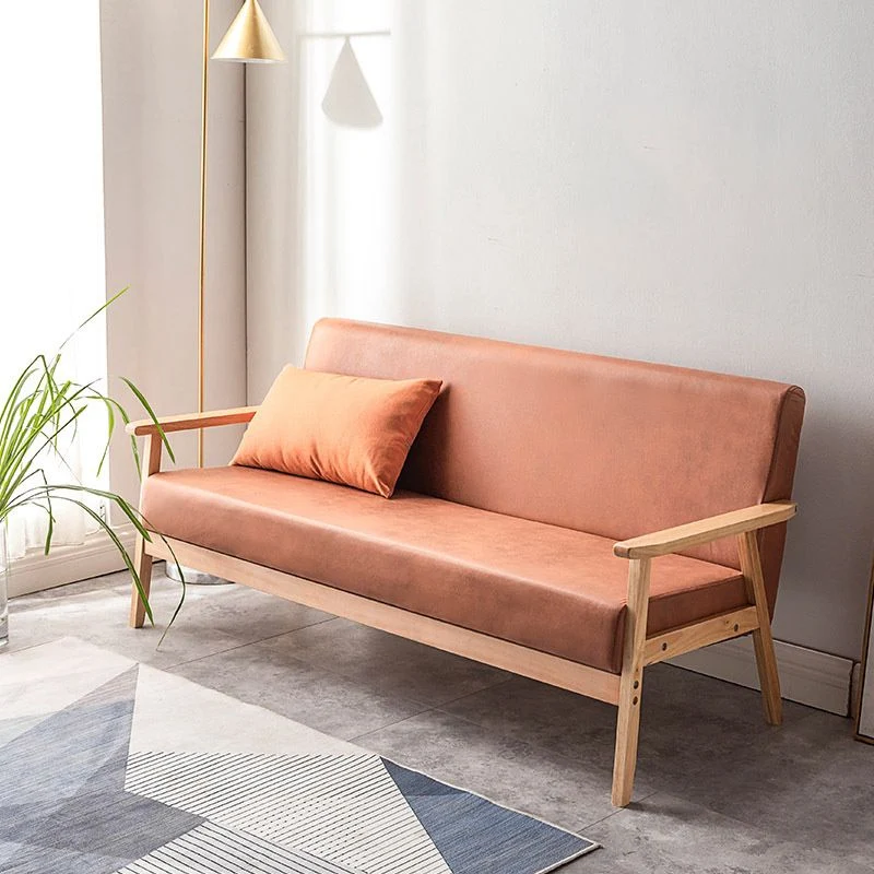 Divano ecopelle 23,62" P x 27,55" H Divano con braccioli quadrati per soggiorno Clearhalo