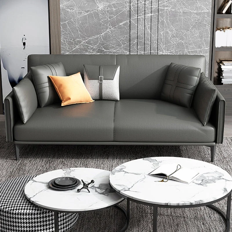 Divano ecopelle 33,46 "P x 30,70" H Divano con braccioli quadrati per soggiorno Clearhalo