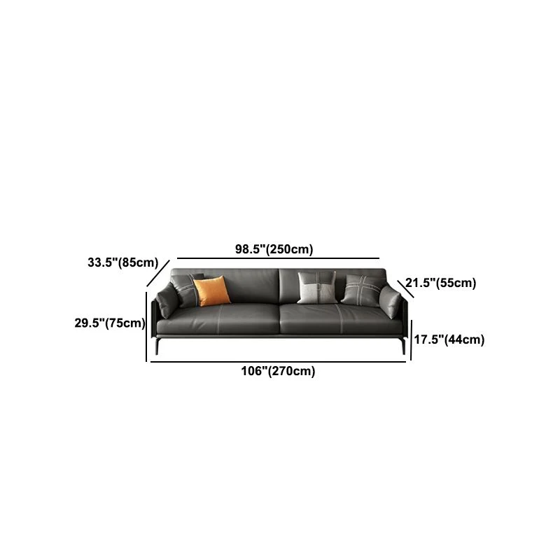 Divano ecopelle 33,46 "P x 30,70" H Divano con braccioli quadrati per soggiorno Clearhalo
