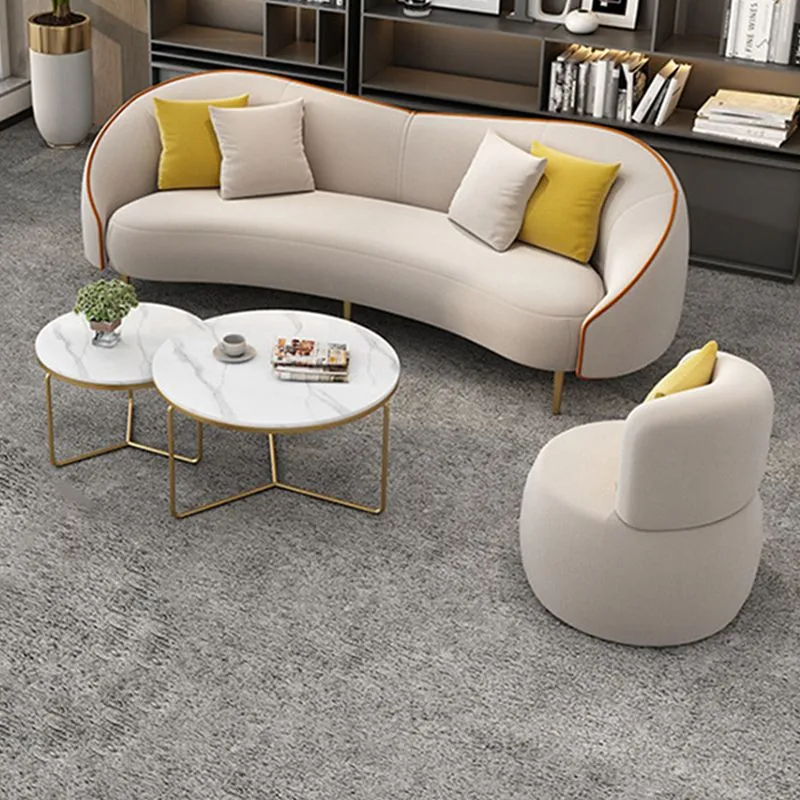 Divano ecopelle beige/grigio con braccioli inclinati e cuscini sostegno Clearhalo