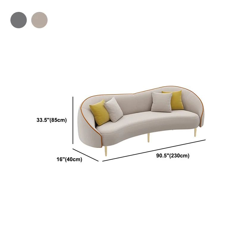 Divano ecopelle beige/grigio con braccioli inclinati e cuscini sostegno Clearhalo