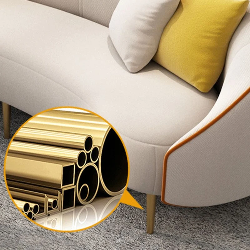 Divano ecopelle beige/grigio con braccioli inclinati e cuscini sostegno Clearhalo