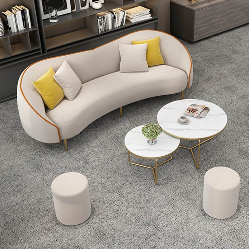 Divano ecopelle beige/grigio con braccioli inclinati e cuscini sostegno Clearhalo