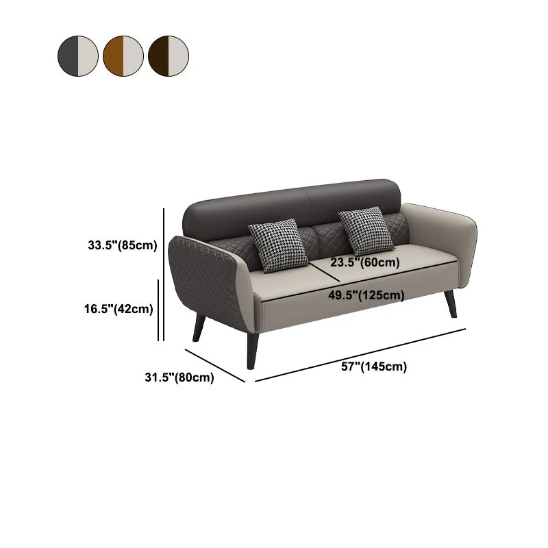 Divano ecopelle con braccioli svasati da 80 cm di profondità x 80 cm di altezza per soggiorno Clearhalo