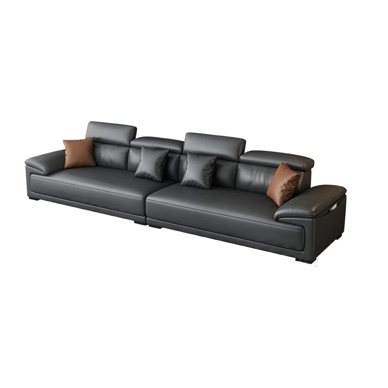 Divano ecopelle nera Divano con bracciolo superiore da 33,46" H e chaise longue Clearhalo