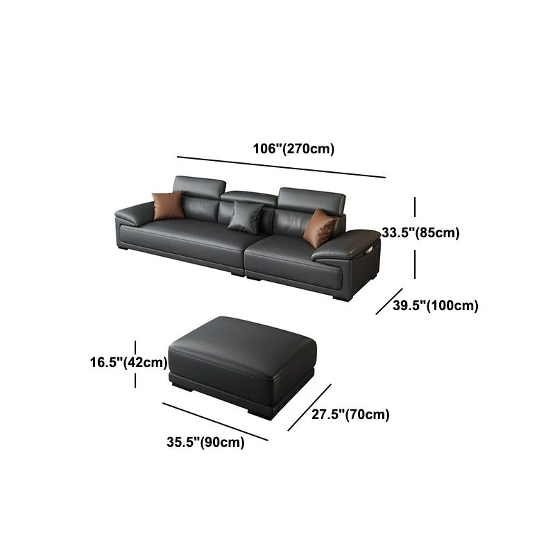 Divano ecopelle nera Divano con bracciolo superiore da 33,46" H e chaise longue Clearhalo