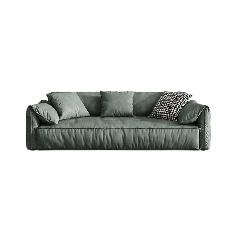 Divano ecopelle stile moderno con braccioli con rivestimento cuscino verde Clearhalo