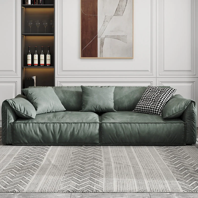 Divano ecopelle stile moderno con braccioli con rivestimento cuscino verde Clearhalo