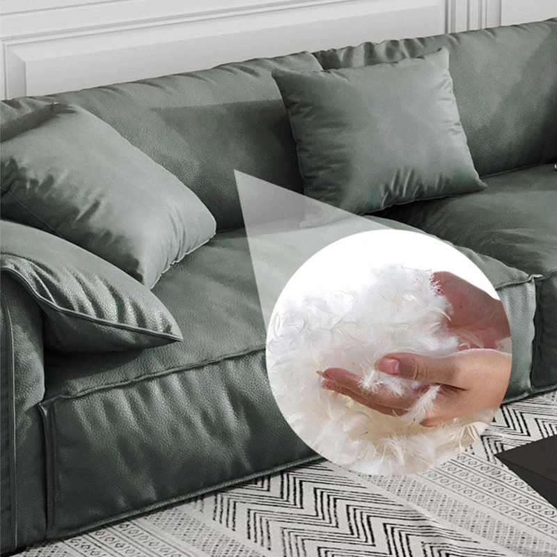 Divano ecopelle stile moderno con braccioli con rivestimento cuscino verde Clearhalo