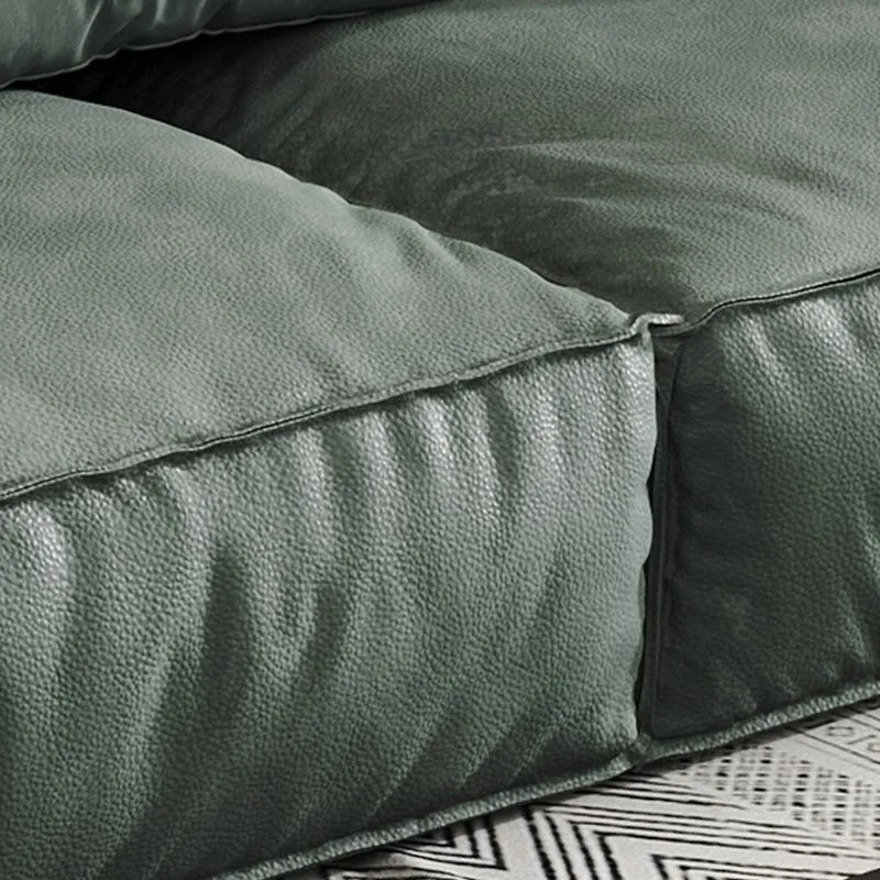 Divano ecopelle stile moderno con braccioli con rivestimento cuscino verde Clearhalo