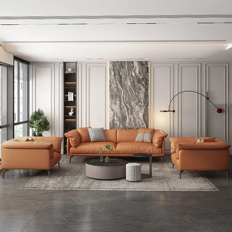 Divano fisso con braccioli con rivestimento vera pelle resistente alle macchie Clearhalo