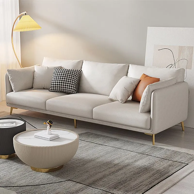 Divano fisso con braccioli pillow top 3 posti ecopelle resistente alle macchie Clearhalo