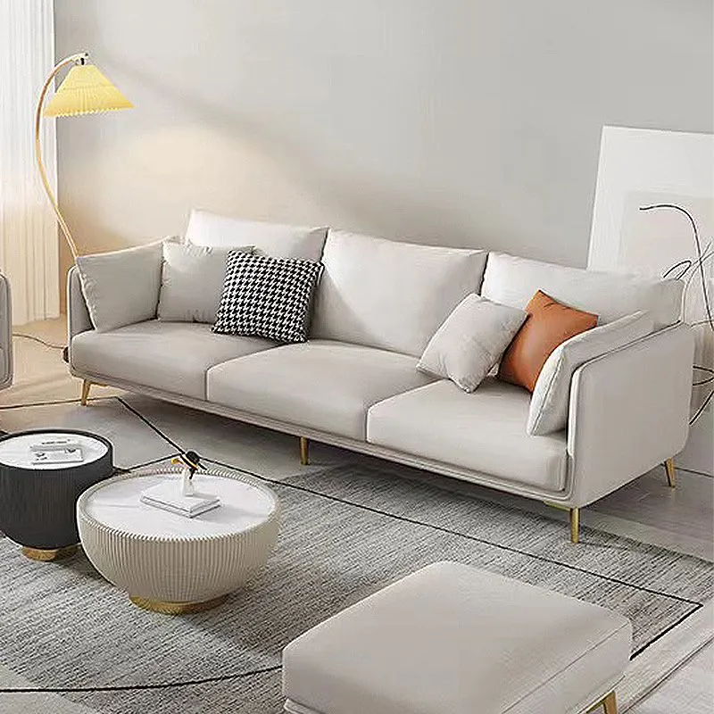 Divano fisso con braccioli pillow top 3 posti ecopelle resistente alle macchie Clearhalo