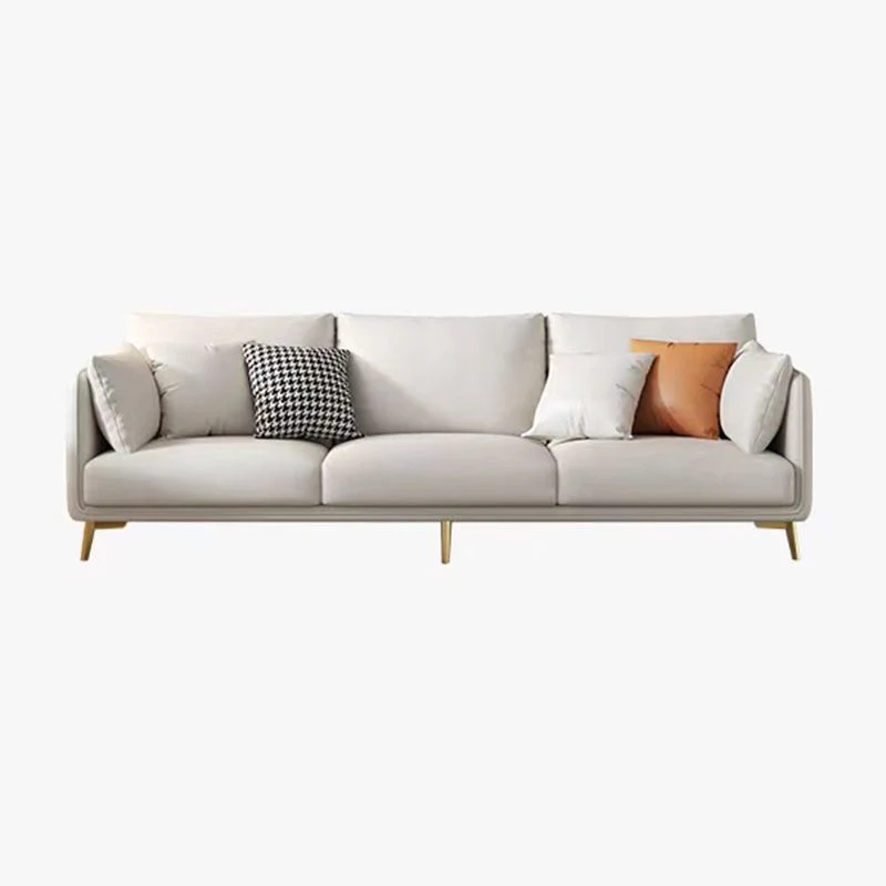 Divano fisso con braccioli pillow top 3 posti ecopelle resistente alle macchie Clearhalo