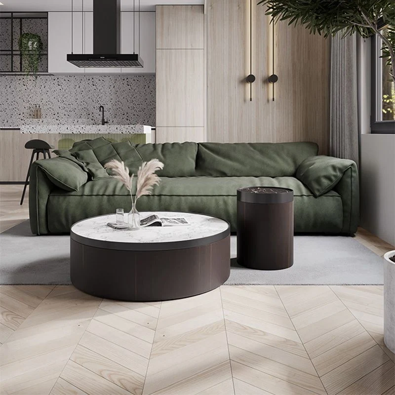 Divano fisso con rivestimento tessuto per soggiorno, cuscino superiore, braccioli, divano verde Clearhalo