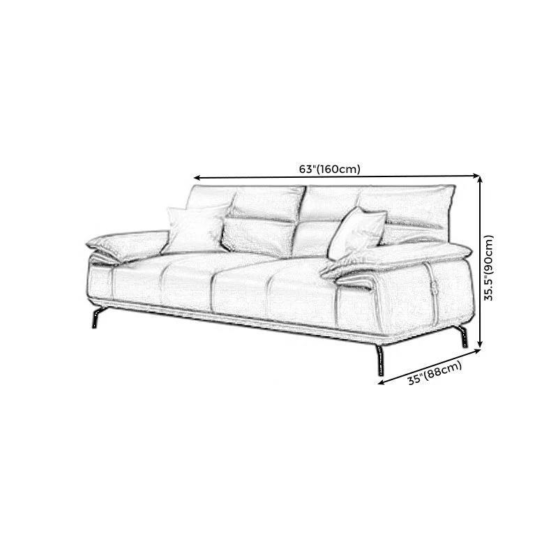 Divano fisso grigio scuro con bracciolo superiore vera pelle resistente alle macchie Clearhalo