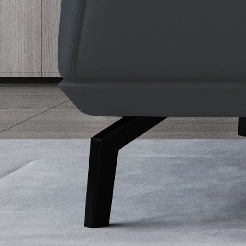 Divano fisso grigio scuro con bracciolo superiore vera pelle resistente alle macchie Clearhalo