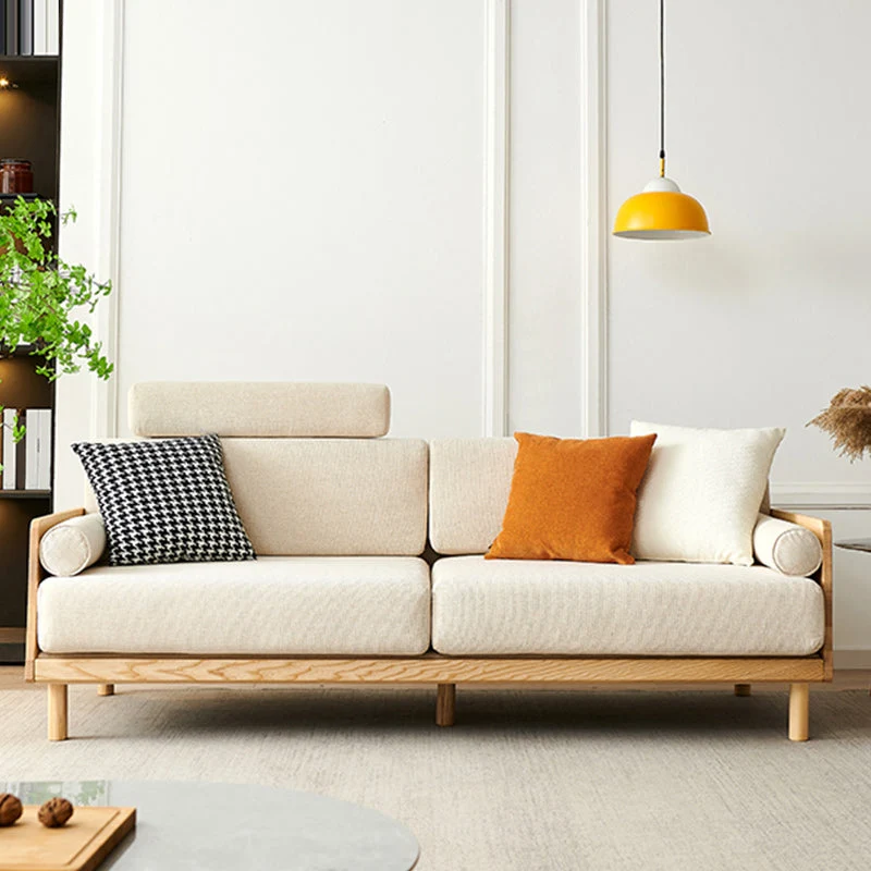 Divano fisso moderno con braccioli con schienale alto e cuscino standard Clearhalo