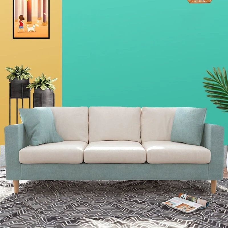 Divano fisso moderno con braccioli quadrati standard con cuscini bianchi contemporanei Clearhalo