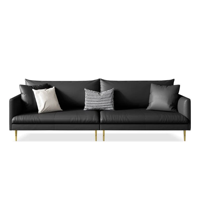 Divano fisso pelle con bracciolo quadrato Divano glamour standard per soggiorno Clearhalo