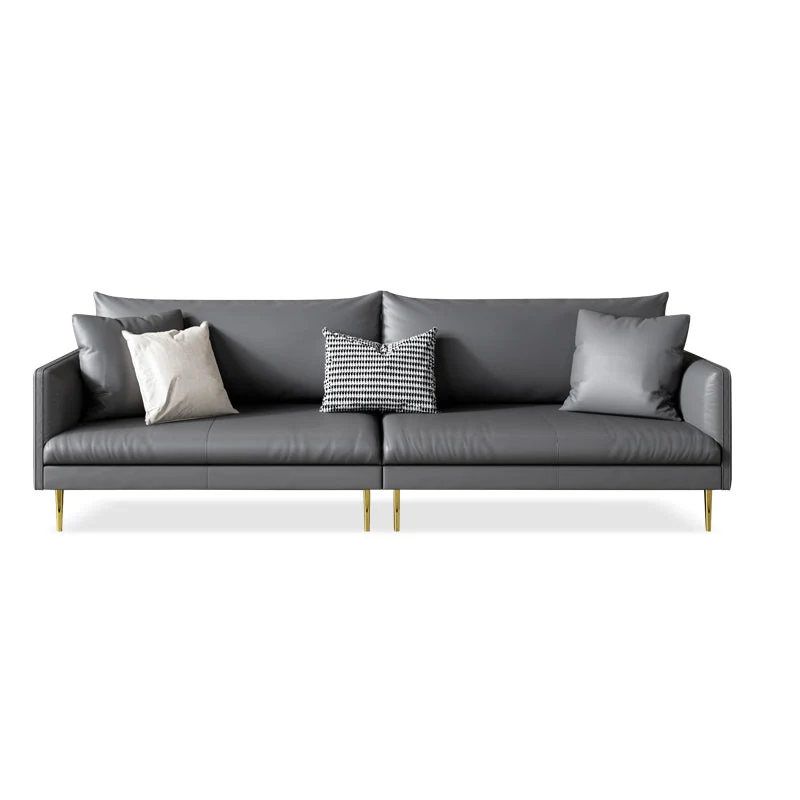Divano fisso pelle con bracciolo quadrato Divano glamour standard per soggiorno Clearhalo