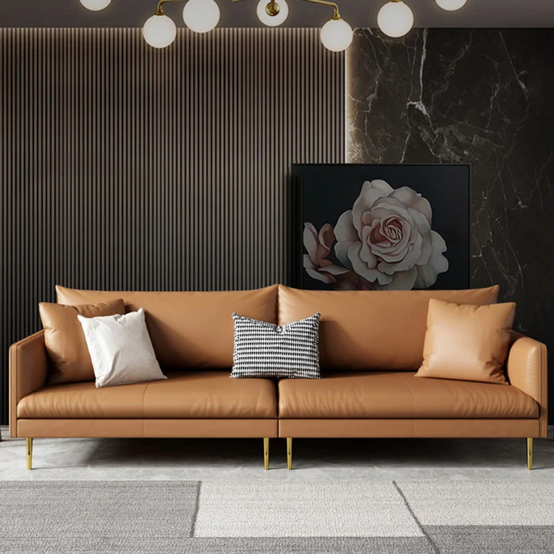 Divano fisso pelle con bracciolo quadrato Divano glamour standard per soggiorno Clearhalo