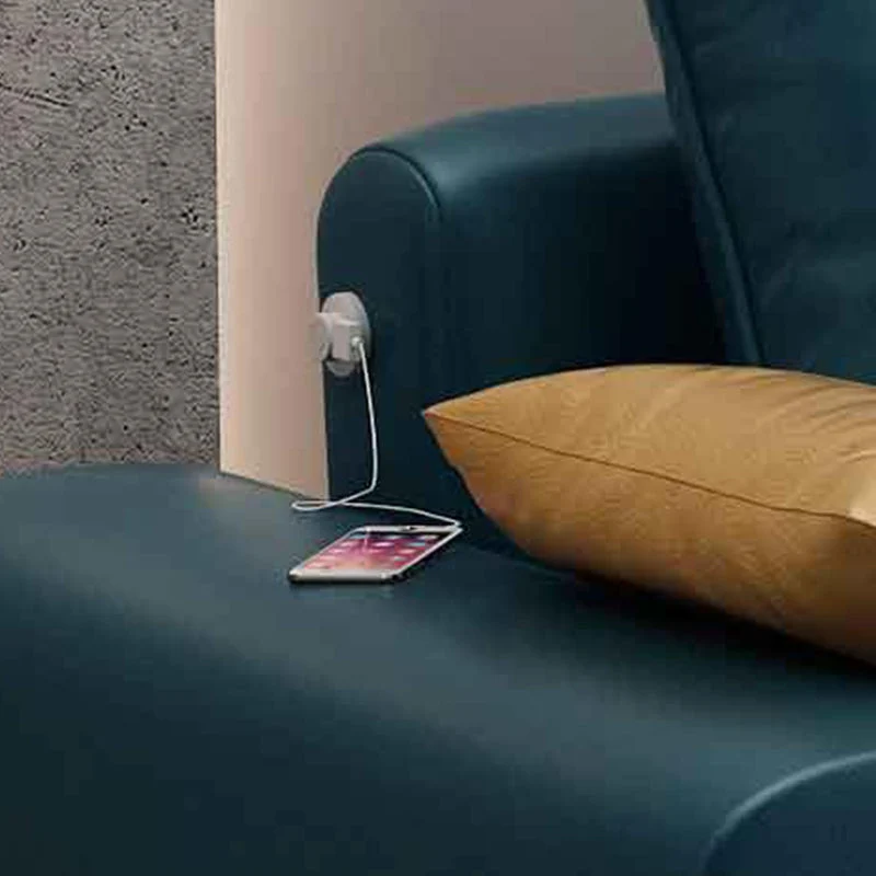 Divano forma di L con schienale imbottito e chaise longue componibile ecopelle/misto cotone per 4 persone Clearhalo