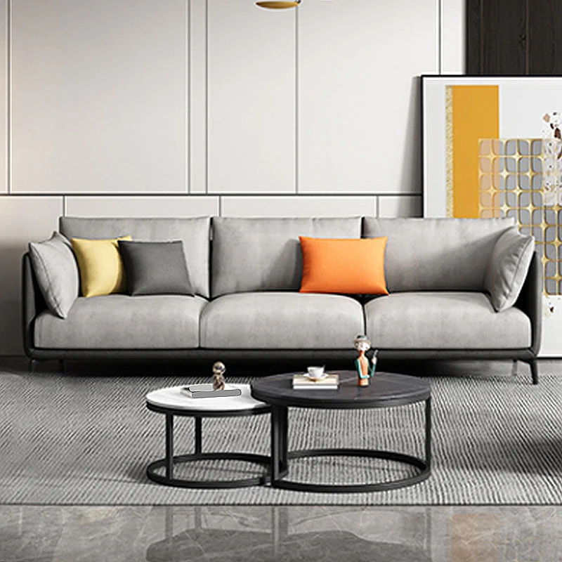 Divano Glam Cushions Standard ecopelle 3 posti con braccioli con cuscino Clearhalo