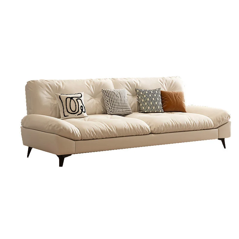 Divano Glam Tufted Standard con bracciolo quadrato ecopelle da soggiorno Clearhalo