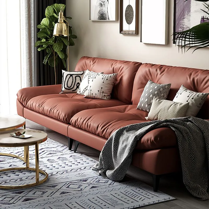 Divano Glam Tufted Standard con bracciolo quadrato ecopelle da soggiorno Clearhalo