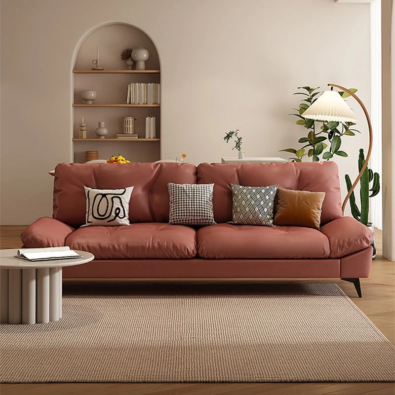 Divano Glam Tufted Standard con bracciolo quadrato ecopelle da soggiorno Clearhalo
