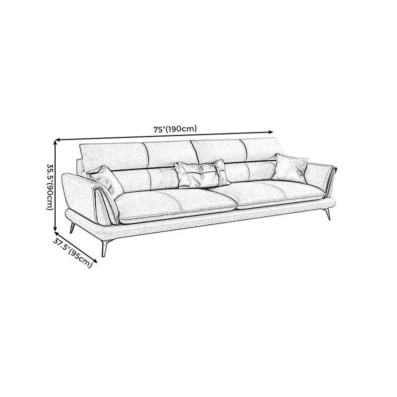 Divano grigio con braccioli quadrati, con rivestimento fisso, resistente alle macchie Clearhalo