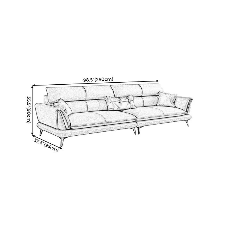 Divano grigio con braccioli quadrati, con rivestimento fisso, resistente alle macchie Clearhalo