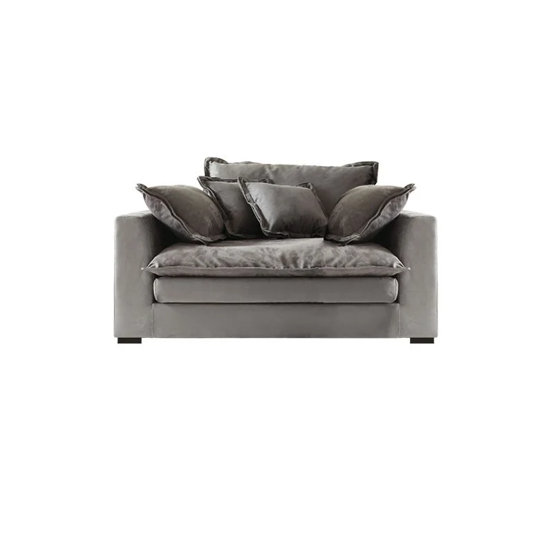 Divano grigio standard con rivestimento tessuto fisso per soggiorno, con bracciolo superiore e cuscino Clearhalo