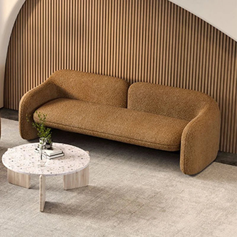 Divano lana con braccioli inclinati Divano moderno da soggiorno da 80 cm di altezza marrone Clearhalo